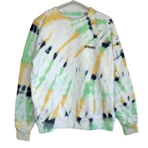 SPRWMN Tie Dye Crewneck Sweatshirt XS Boho Athleisure Beach Grunge Logo Designer